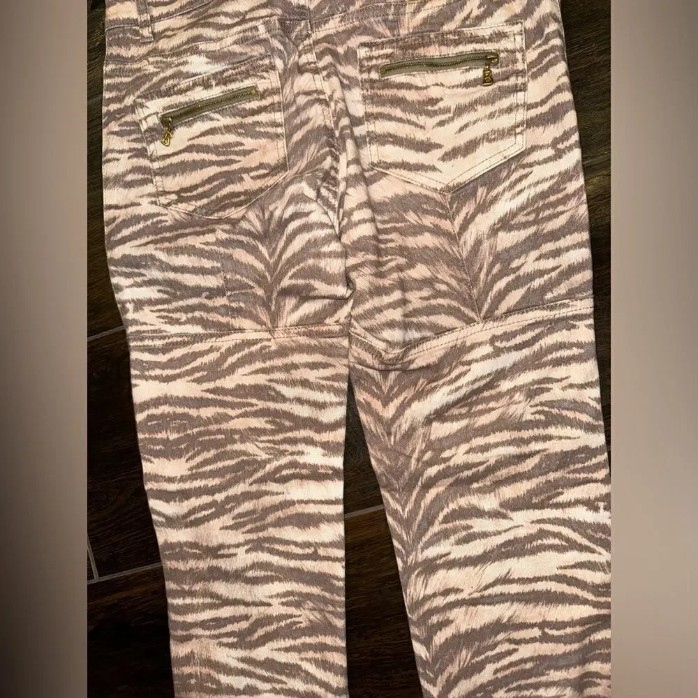 Sonia Bogner Tan and Apricot Animal print luxury jeans